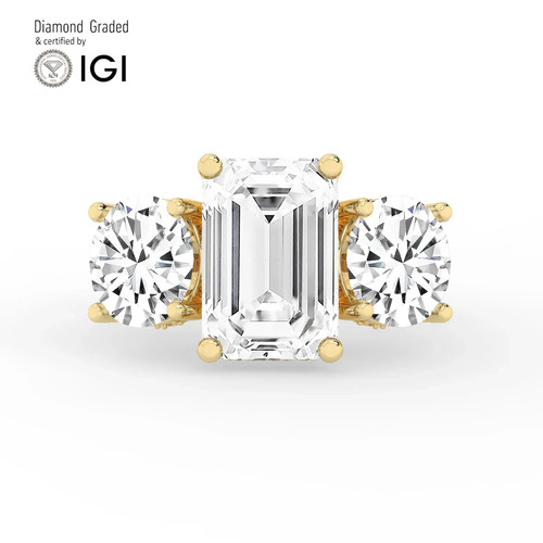 Emerald diamond trilogy ring - emerald,