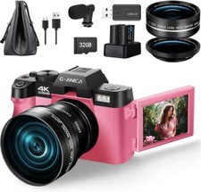 Digital Camera 4K 48MP Autofocus Video Camera W/ Wide-Angle & Macro Lens YouTube