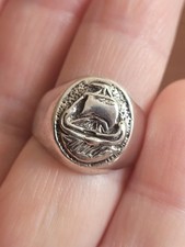 VINTAGE STERLING SILVER VIKING SHIP LONGBOAT RING