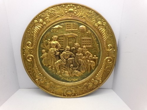 Vintage embossed brass wall - embossed,
