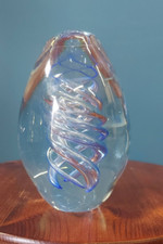 Hand Blown Blue Spiral glass