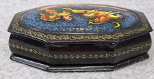 Russian Flying Troika Hand Painted Papier Mache Lacquer Box Vintage