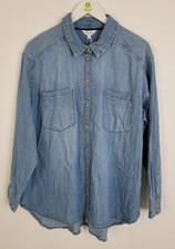 M&S Per Una Women's Shirt Size 16 Medium Indigo Denim Button Up New F2
