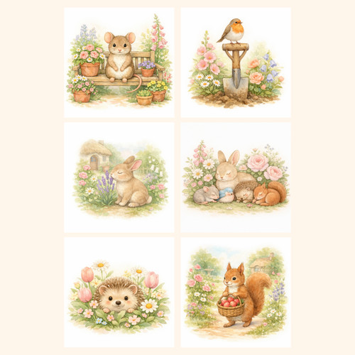 Garden animals card toppers - card,