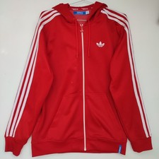 Adidas Originals Red White Zip Up Track Jacket Hoodie | Men's Medium