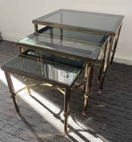 1950 brass smoked glass - brass,