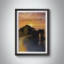 Durdle Door Travel Poster - Framed - Vintage - Bucket List Prints