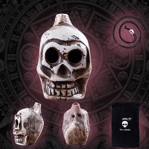 Aztec skull whistle - skull,