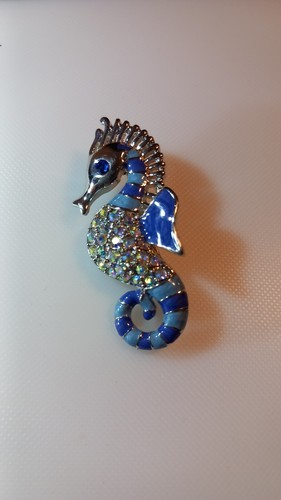 Blue rhinestone - blue, enamel