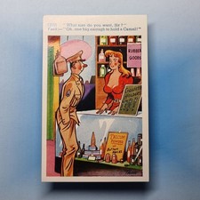 Comic Postcard C1965 Rubber Goods Shop USA Military Uniform Red Head Boobs