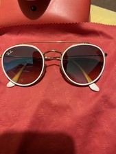 Ray-Ban RB3647N Round Double Bridge Sunglasses–Gold Frame  Mirrored Lenses