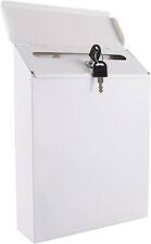 JMIATRY Wall Mounted Post Box, Weatherproof Letter Box Outside, White Galvanised