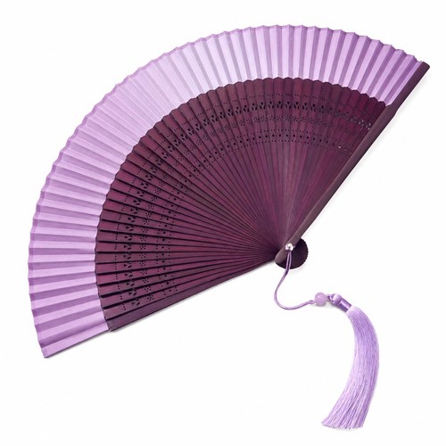 Purple hand fan bamboo - purple,