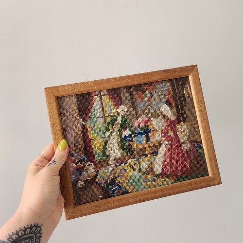 Vintage framed tapestry art - vintage,