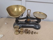 Vintage Libra Cast Iron Kitchen Scales With Set Of Brass Weights soldby AgeUK