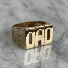 Chunky Weighty DAD Ring 9ct 375 Yellow Gold - Size V 1/2