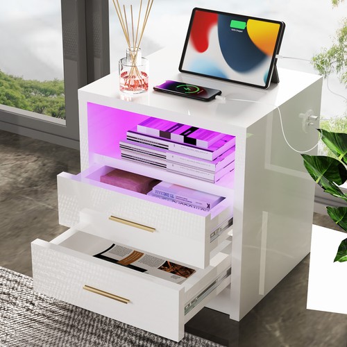 Led bedside table with - bedside,