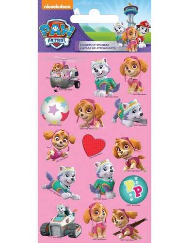 Paw patrol pink party stickers - patrol,
