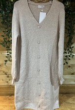 In The Style Mocha Pearl Button Detail Knitted Dress Size 10-12
