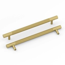 LONTAN 2 Pack Gold Cabinet Handles 160mm Hole Centers Gold Drawer Pulls Knurled