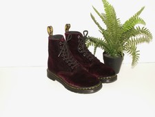 Dr Martens 1460 PASCAL VELVET cherry red boots 8-eyelet UK 6 EU 39 US 8 (1150)