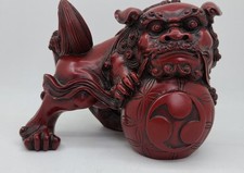Red Chinese Foo Dog Guardian Lion Resin Ornament – Vintage Style