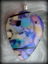 Dichroic Glass Pendant Northern Lights  Tree Forest Rainbow Glow Fused Glass Art