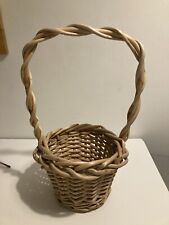 Large Handled Wicker Basket Vintage Good For Plants 45cm 17 Inches Tall