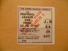 Original ticket 1973 League Cup Final Tottenham Hotspur v Norwich City