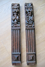 Pair Antique 18th century Oak Applique Corbel Lion Masks furniture Fragments