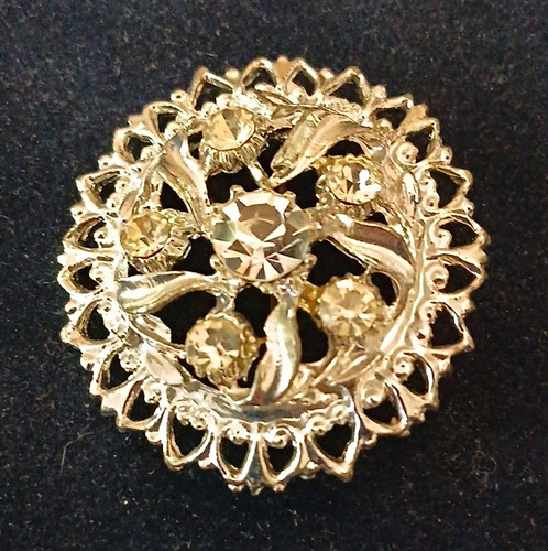 Round silver tone - tone, floral