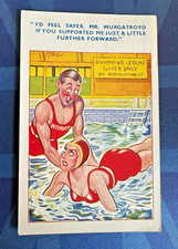 Saucy MIKE Comic Postcard 1955 Swimming Instructor SUPPORTED ME FURTHER FORWARD