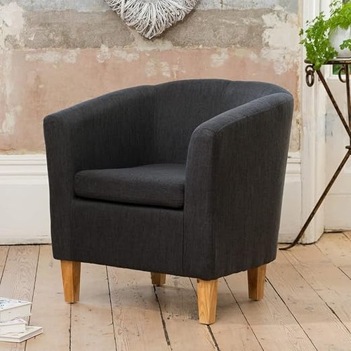 Black hessian fabric tub chair - hessian,