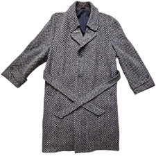 Vintage Royal Coachman Men’s 42 Wool Tweed Belted Overcoat Made in USA Gray