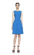 $725 ISSA LONDON Blue Rayon Rib Dress M UK 8-10 BNWOT 