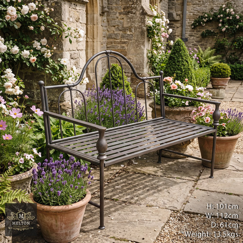 Metal garden bench patio seat - metal,