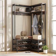 Bedroom Corner Closet Organizer Garment Rack Solid Metal Frame