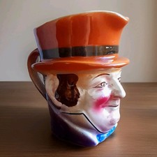 Toby Jug, Vintage Figural Character Man Orange Top Hat Rosy Cheeks, Collectable 