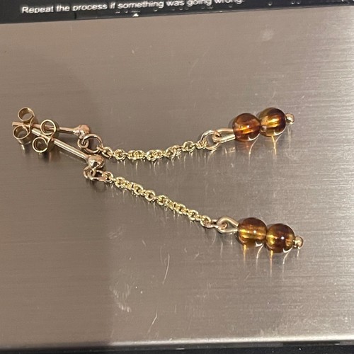 9ct gold amber bead - amber,