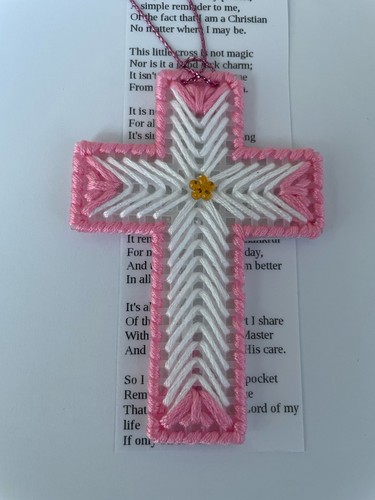 Hand stitched pink and white - hand,