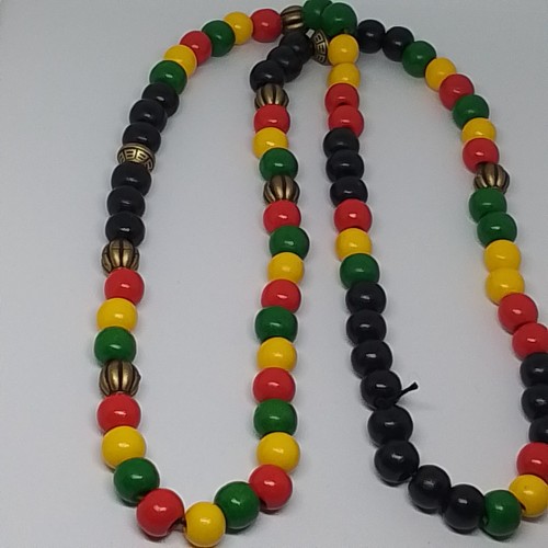 Rasta beaded necklace - beaded, hand