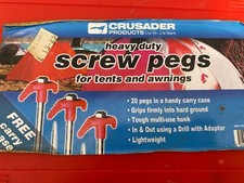 Pegs Screw In Drill Top Heavy Duty Ground Pegs In Case  Awning 20