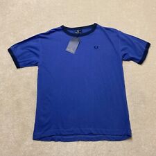 Fred Perry Ringer T-Shirt Kid's Large Blue Vintage BNWT Deadstock