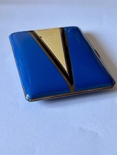 Vintage Art Deco Metal & Enamel Cigarette Case Geometric Design c1930