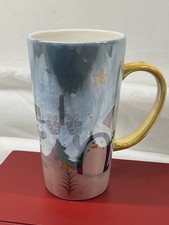 Marks And Spencer Large Pearlescent Christmas latte Mug  VGC penguins snowmen