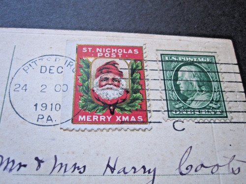 Vtg 1910 rare merry - xmas, st