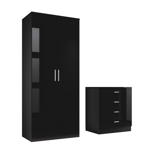 Black high gloss bedroom - gloss,