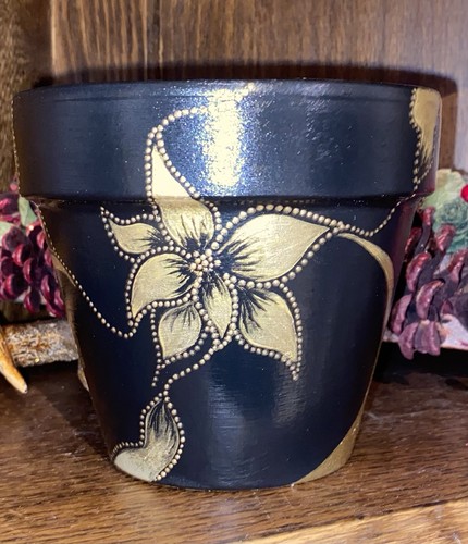 Hand painted terracotta flower - hand,
