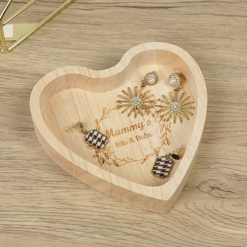 Wooden trinket tray heart - wooden,