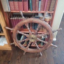 Vintage Maritime Nautical Boat Wooden Ship Wheel 36" Steering Wheel 3ft Brass